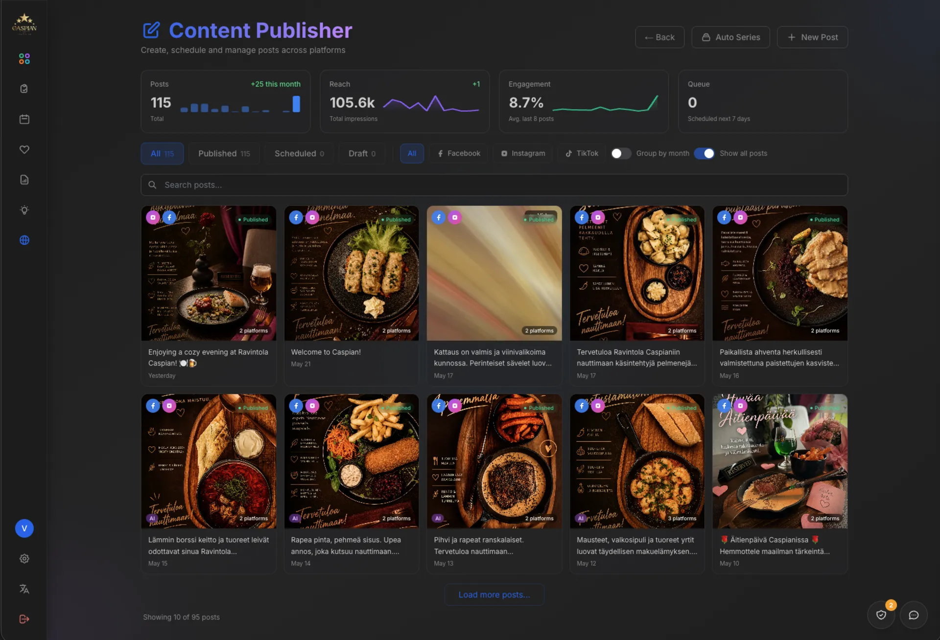 Content publisher with social media scheduling